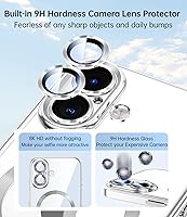 Vista 3 de JUESHITUO Funda para iPhone 16 con protección de pantalla 2X [protector de lente integrado] [imanes N56 más fuertes] [no amarillento] compatible