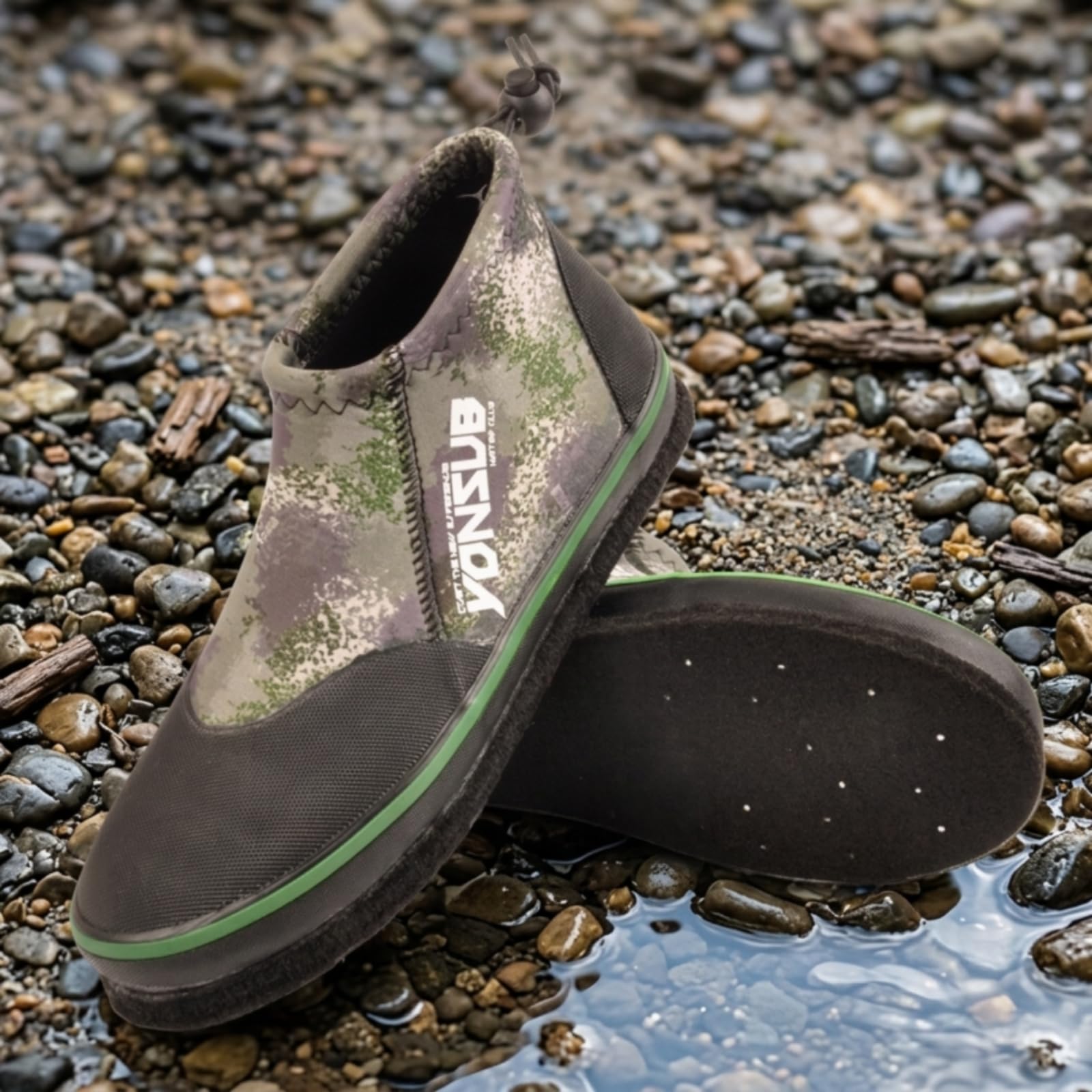 Qianly Zapatos Pesca Antislizamiento Escarpín Secado Rápido Caminata en Agua para Pescadores, Verde, Color to 12, Numeric_37