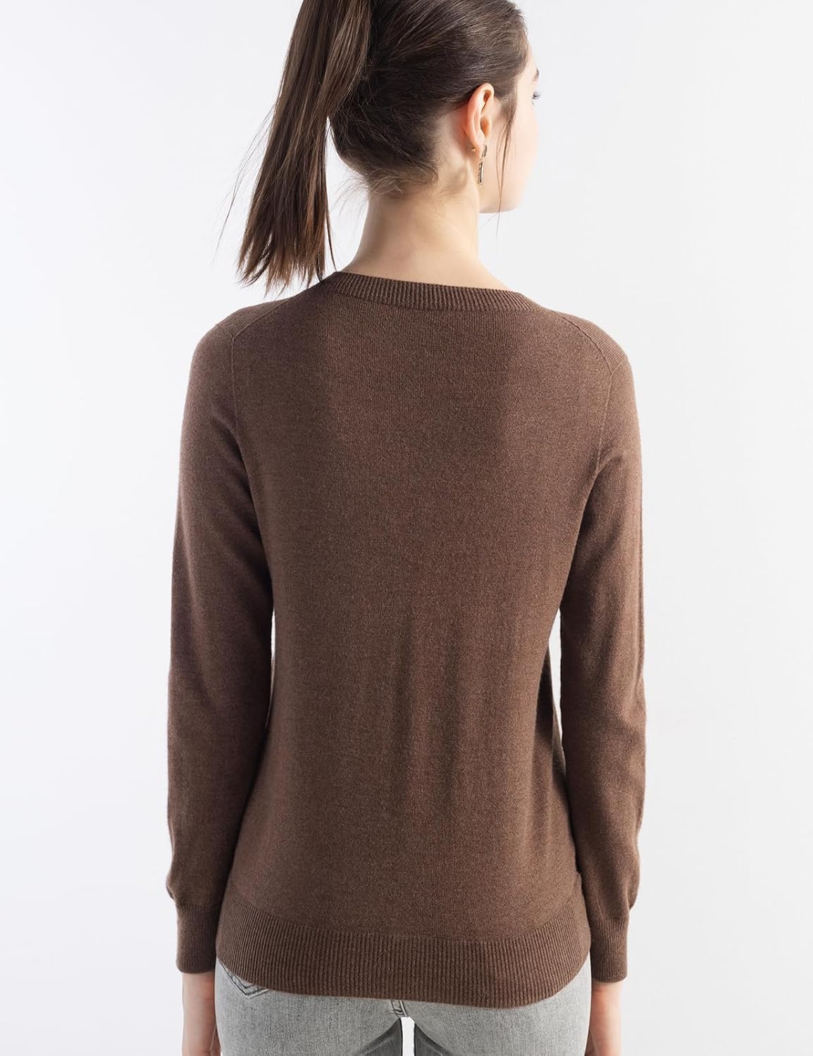 Women's Merino Wool Blend Sweater Fall Winter Crew Neck Long Sleeve First-Line Ready to Wear Seamless Knit Sweater - Image 6