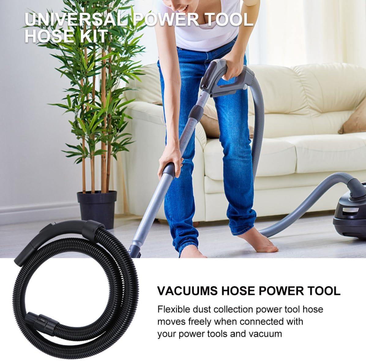 Extension Vacuum Hose for Power Tool Adapter, Sturdy Eva Material Flexible Vacuum Cleaner Accessory, Compatible with Biscuit Joiners for Efficient Dust Collection and Shop Cleaning