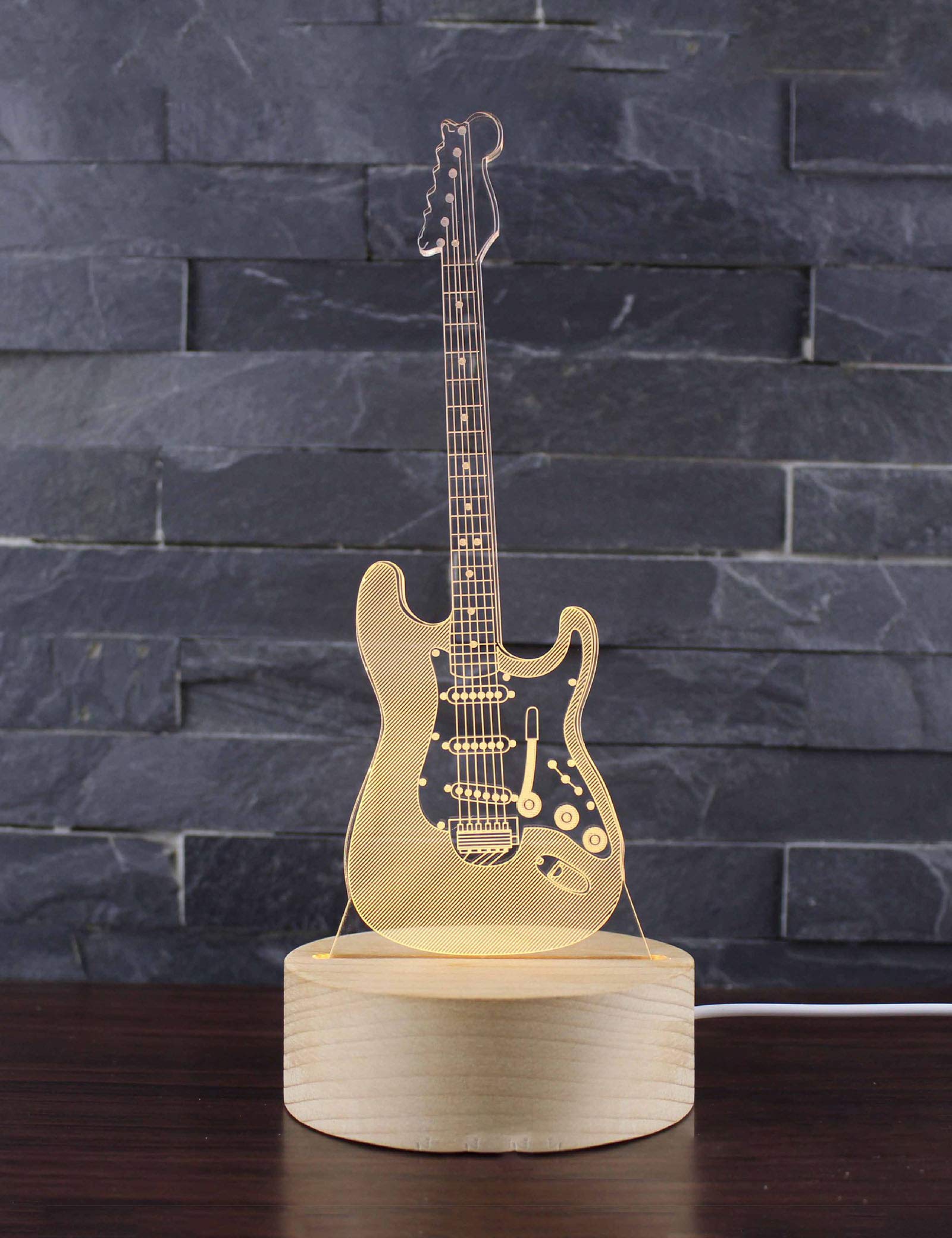 SHDBHD3D Night Light Guitar Wooden LED Bedside Lamp for Kids Bedroom Nurse Lights Pet Room Decor Creative Gifts
