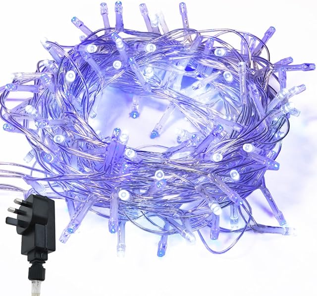 WISD Fairy Lights 200 LED 13M Low Voltage Xmas Lights Indoor Outdoor Use, String Lights Mains with 8 Effects and Memory, Christmas Lights Decor for Xmas Tree Garden Wedding Decorations (Blue + White)