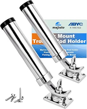 2-Pack Stainless Steel Fishing Rod Holder | 360 Rotating Deck Mount | 1.8" Rod Compatibility | Trolling Rod Holder for Boats, Yachts & Kayaks
