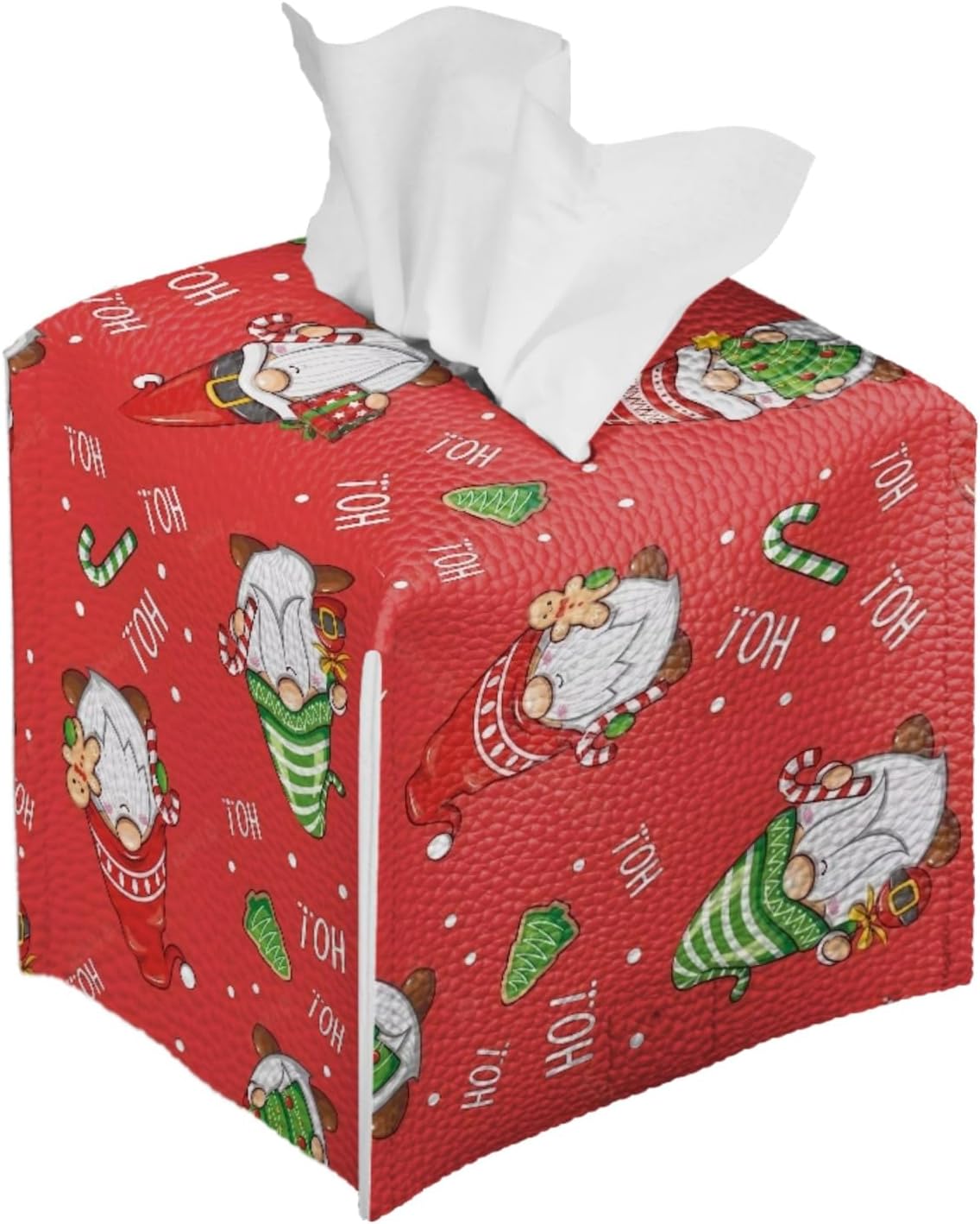 Christmas Tissue Box Cover Squre Red for Kitchen, Red