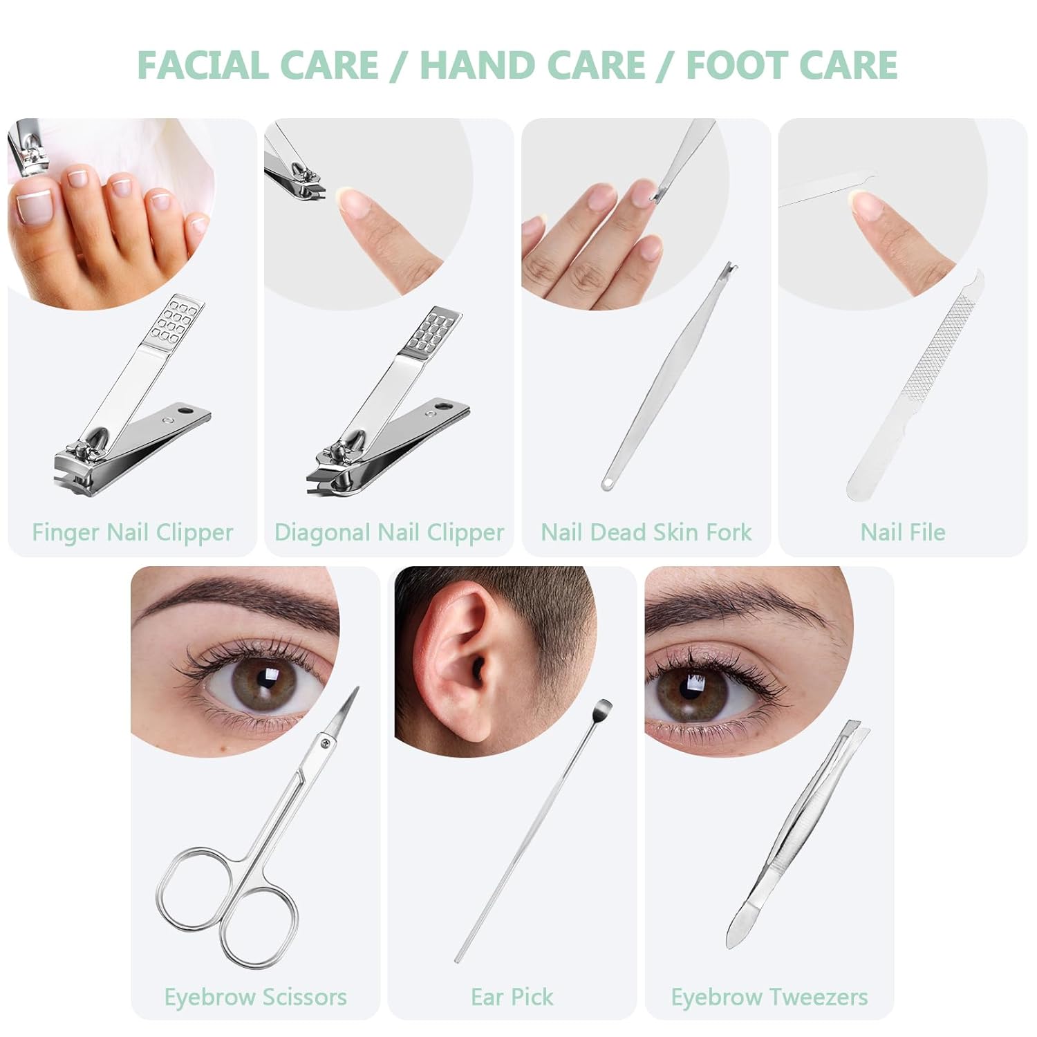 60 Sets Travel Manicure Set Professional Nail Set 7 in 1 Stainless Steel Manicure Kit Grooming Kits Nail Care Tools with Care Tools Beauty Scissors Tweezers Gifts(Bright Color)