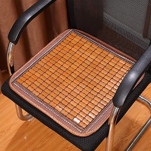 Miniatura 3 de Maricome 2 cojines de asiento de bambú para silla de verano, cojín de asiento de coche, transpirable, antideslizante, tamaño 17.7 x 17.7 in