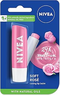 NIVEA Soft Rose Shine 4.8g Lip Balm|24 H Melt in Moisture Formula|Natural Oils|Glossy Finish,4.8 g (Pack of 1) Price In India