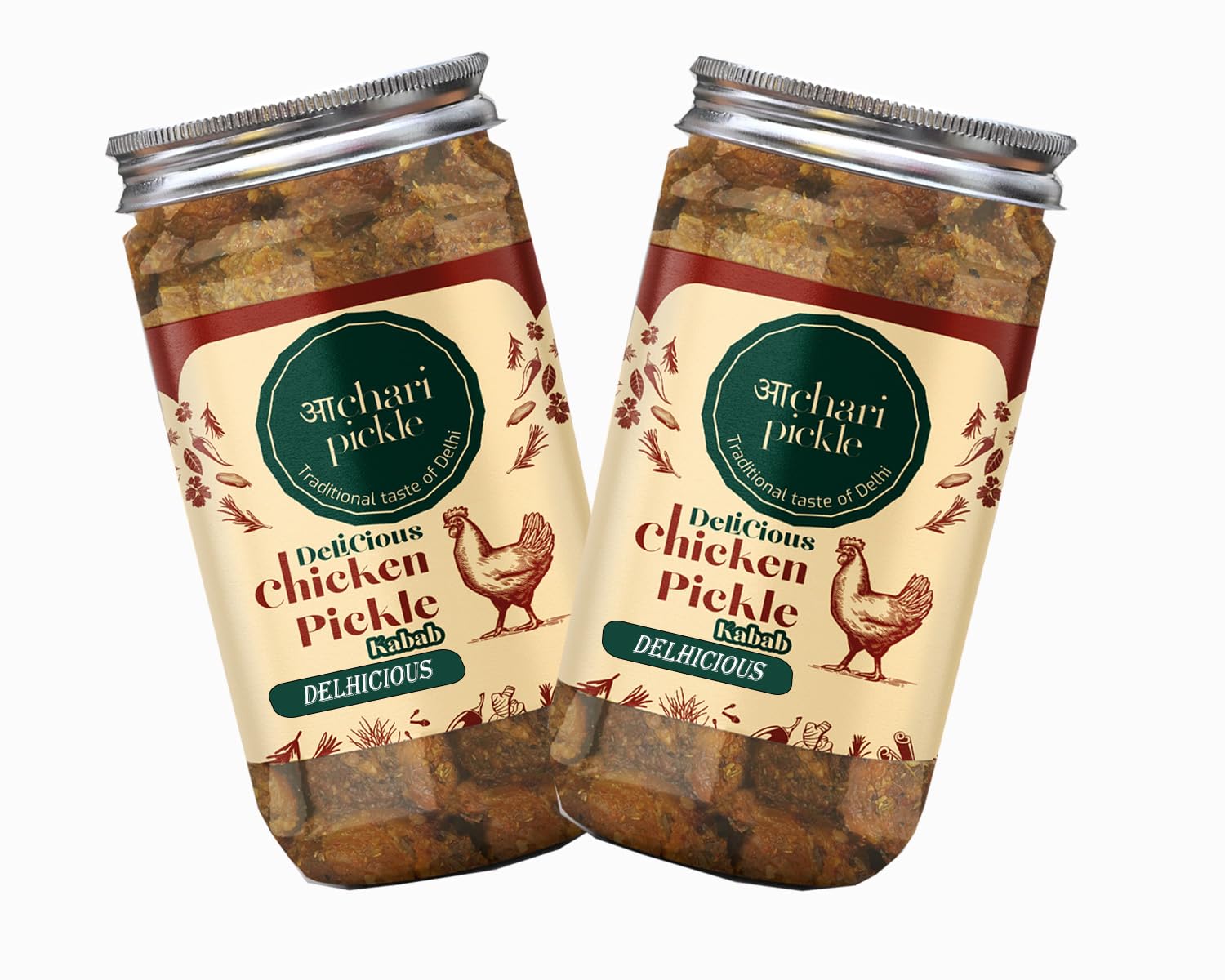 Delhicious Chicken Kabab Pickle Combo (400 GM+400 GM)) Non Veg Pickle,Non Veg Achar(Chicken Pickle)