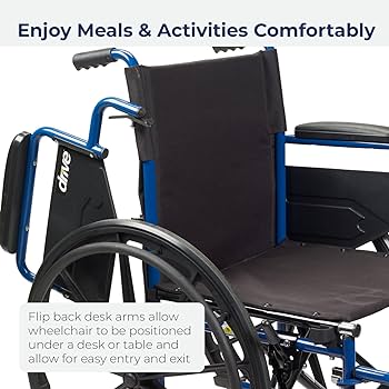 Drive Medical Single Axle Blue Streak Wheelchair, Flip Back Desk