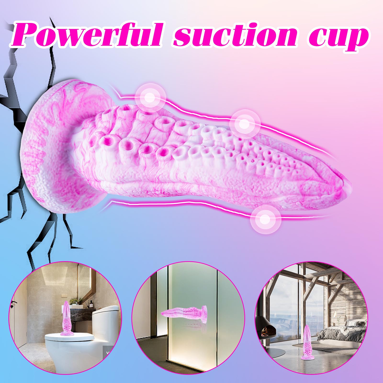 3 Pcs Tentacle Octopus Dildo Set (6” Small,7.6” Large,8.9” Huge), Silicone Realistic Thick Monster Suction Dildo Anal Training Set, Fantasy Animal Big Penis Anal Plug Sex Toys for Women Beginners Pink