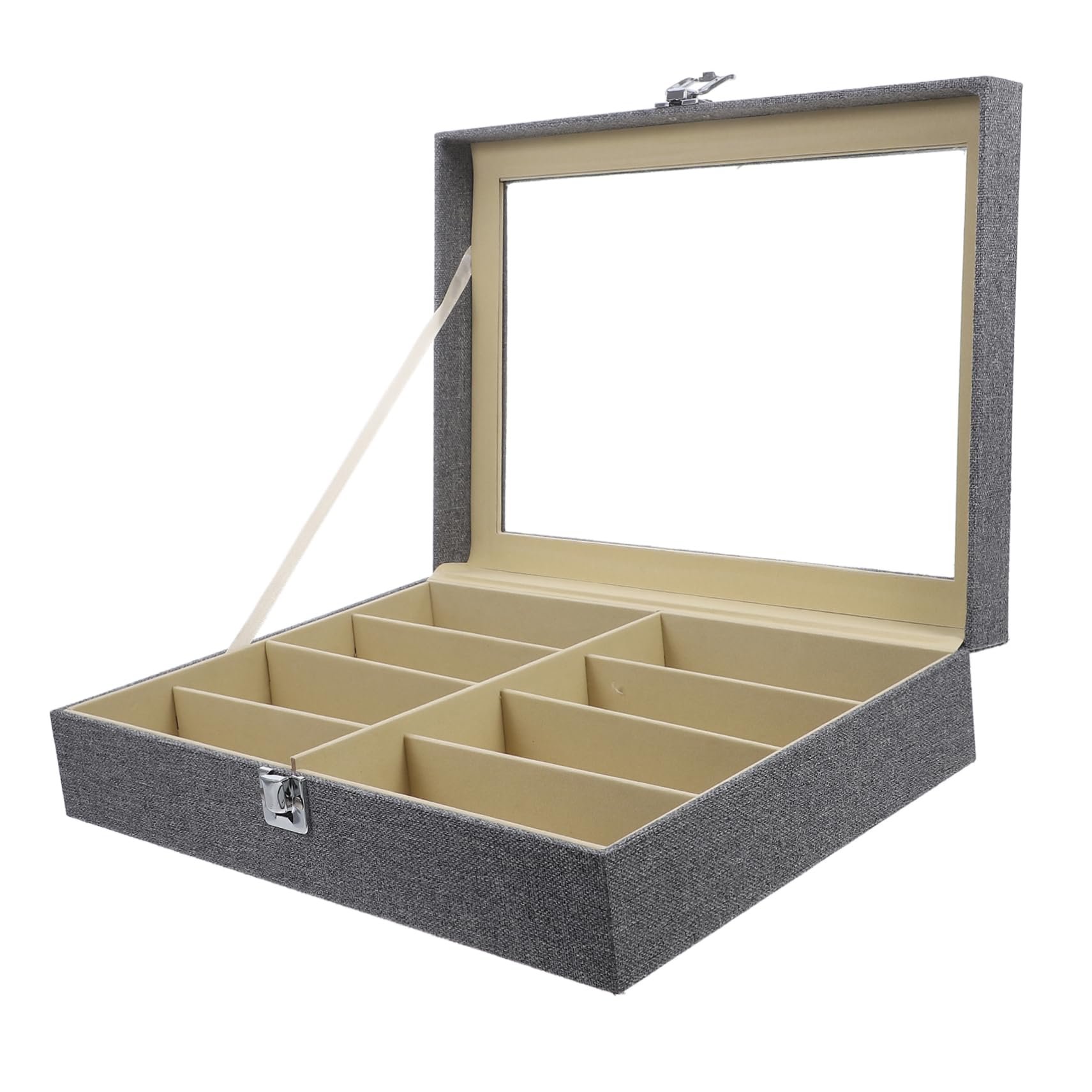 Organizador De Gafas De Sol Compartimentos Caja De Exhibición Transparente para Almacenamiento De Gafas y Joyería Estuche Resistente y Duradero para Hogar y Oficina