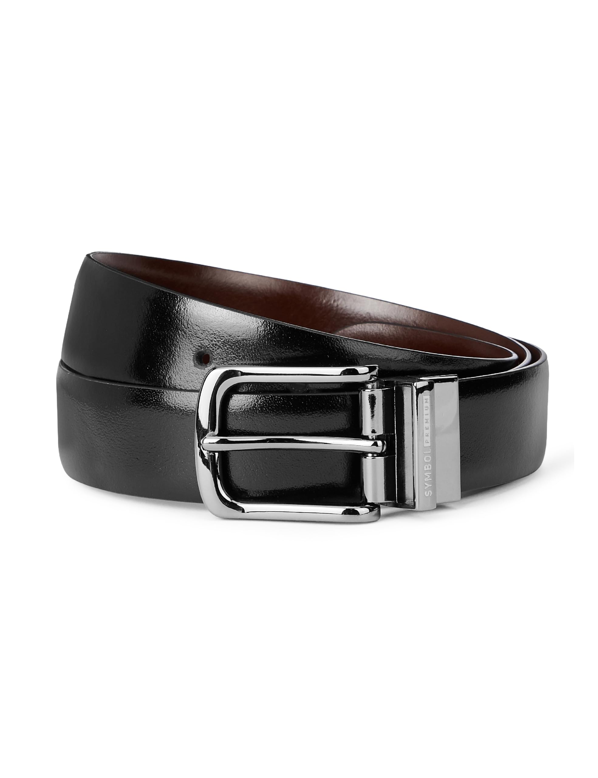 symbol premium Men's Reversible Italian Leather Formal Belt (Brown/Black)-picture-5