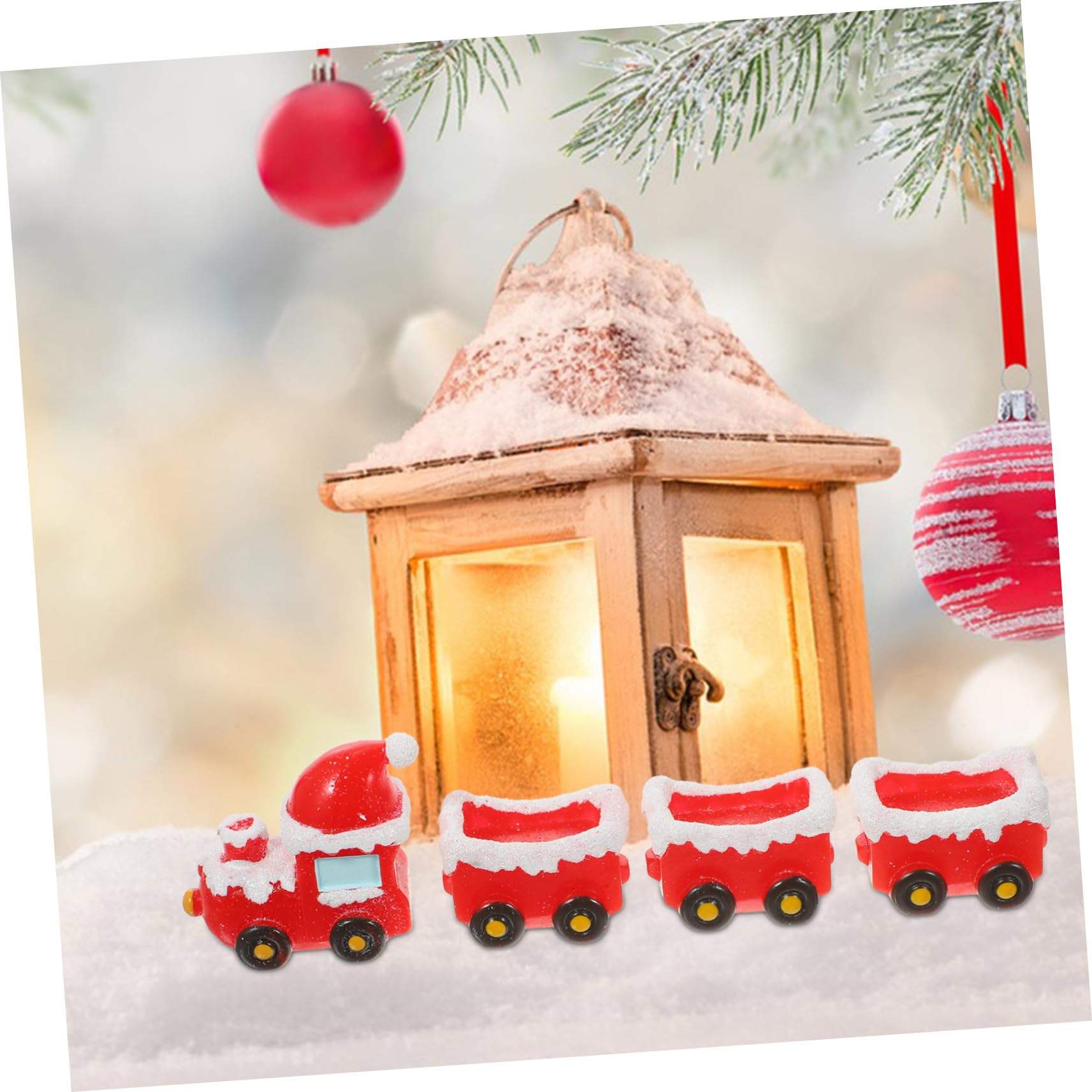 Mobestech 5 Set Ornamenti del treno di Natale scena cervo Figurina Natività Nozze casette natalizie natale casa miniature natalizie da realizzare decorazioni natalizie in miniatura resina