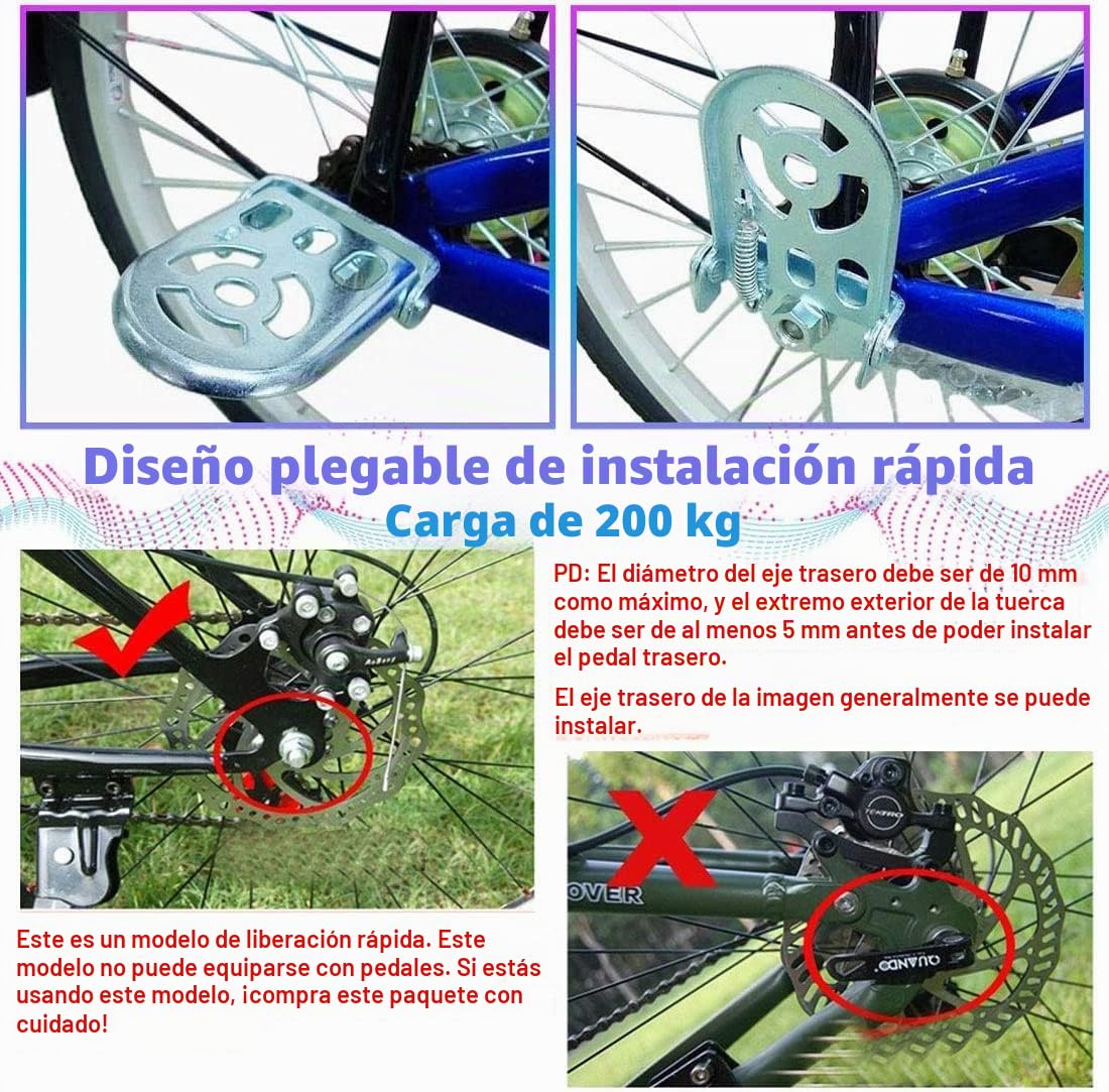 auvstar Cojín para Asiento Trasero de Bicicleta,Asiento Trasero de Bicicleta de montaña,Asiento Trasero de vehículo eléctrico,cojín para Asiento Trasero, Incluye cojín y reposapiés