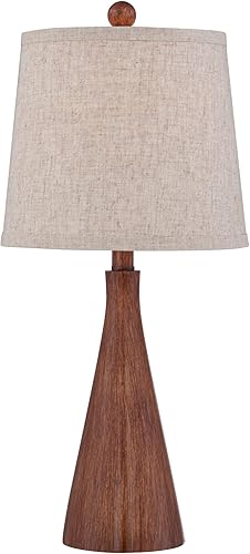 360 Lighting Fraiser - Lámpara de mesa moderna de 23 12 pulgadas de alto, color marrón, madera sintética, columna cónica, pantalla de tambor de