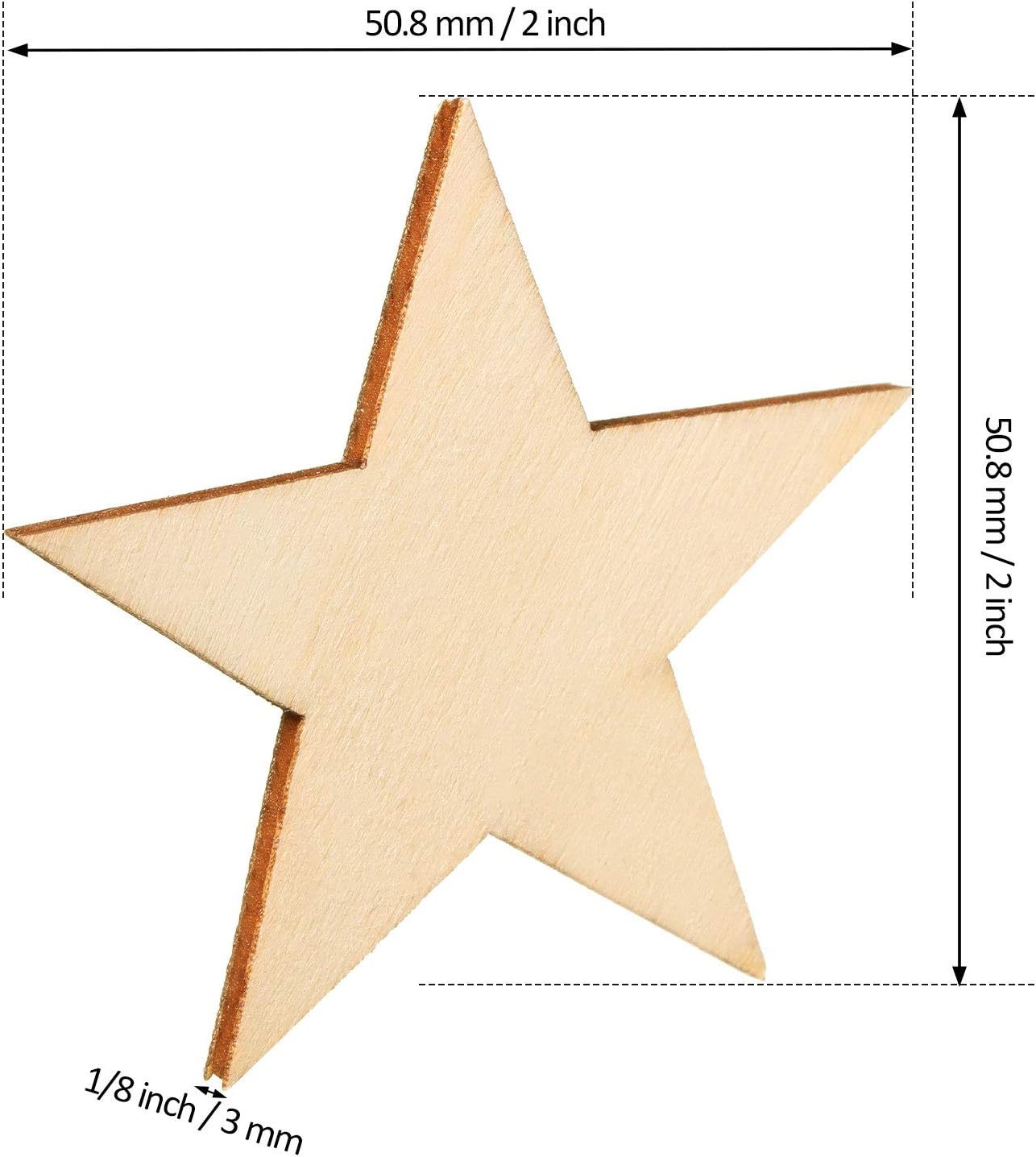 300 Pieces Wooden Stars Shape Unfinished Stars Pieces Blank Wooden Cutouts Ornaments for Craft and Easter Decoration(2 Inch)