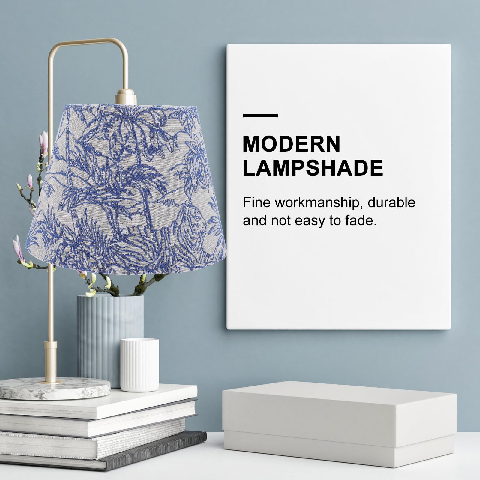 Paralume per Lampada da Terra Blu Motivo Tropicale, Struttura in Metallo Professionale, Design Semplice ed Elegante per Decorare la Casa