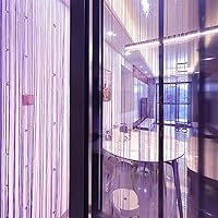 Vista 11 de Cortina decorativa Eve Split para puerta, ventana, pared, panel, divisora de ambientes, bodas, restaurantes, tienda de café, con cristales y borlas