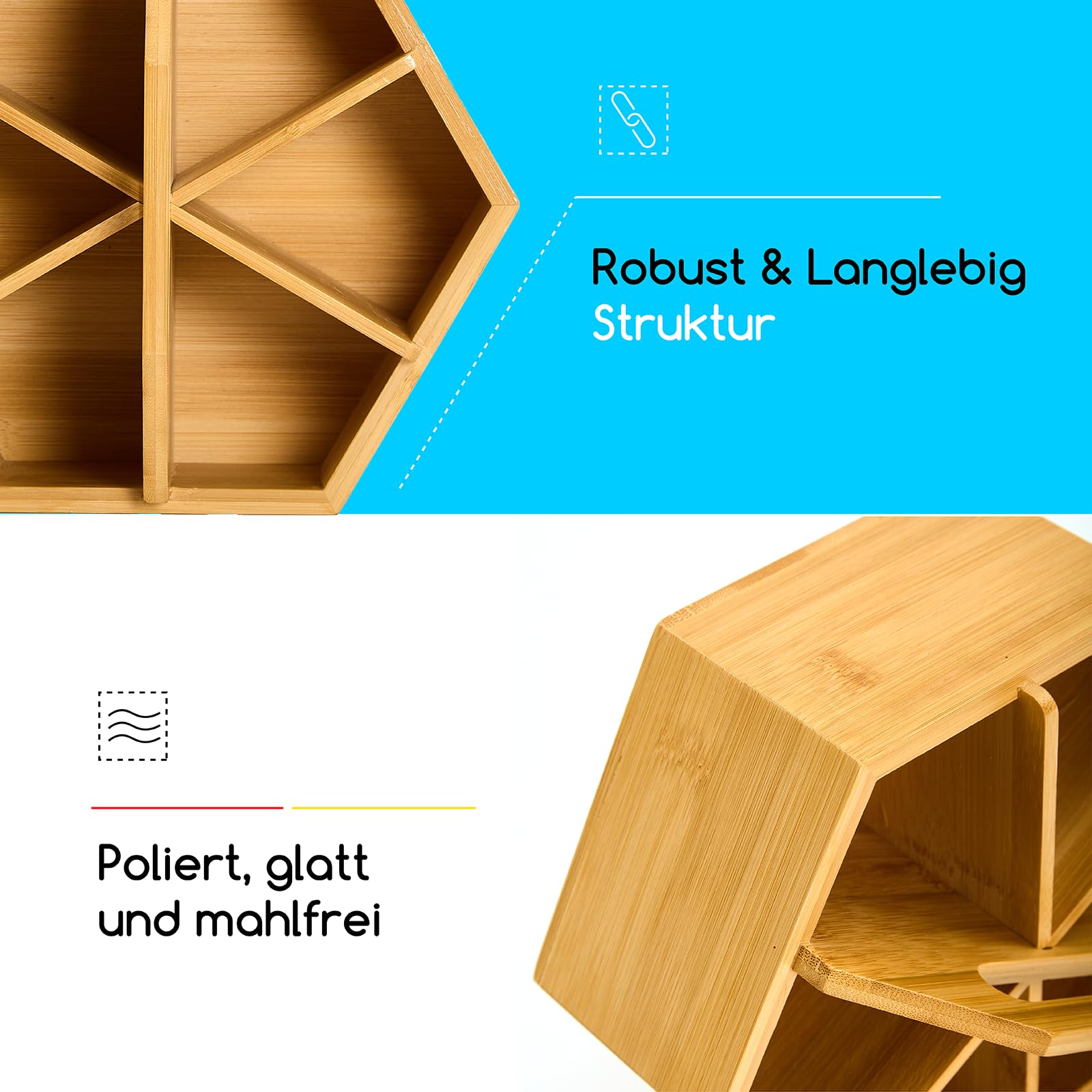 MEEDEN Bambus Schreibtisch Organizer 360° Drehbar：Stifte Organizer Stiftehalter für Marker/Buntstifte/Bleistifte mit Griff, Große Desk Organizer für Zuhause Büro Schule