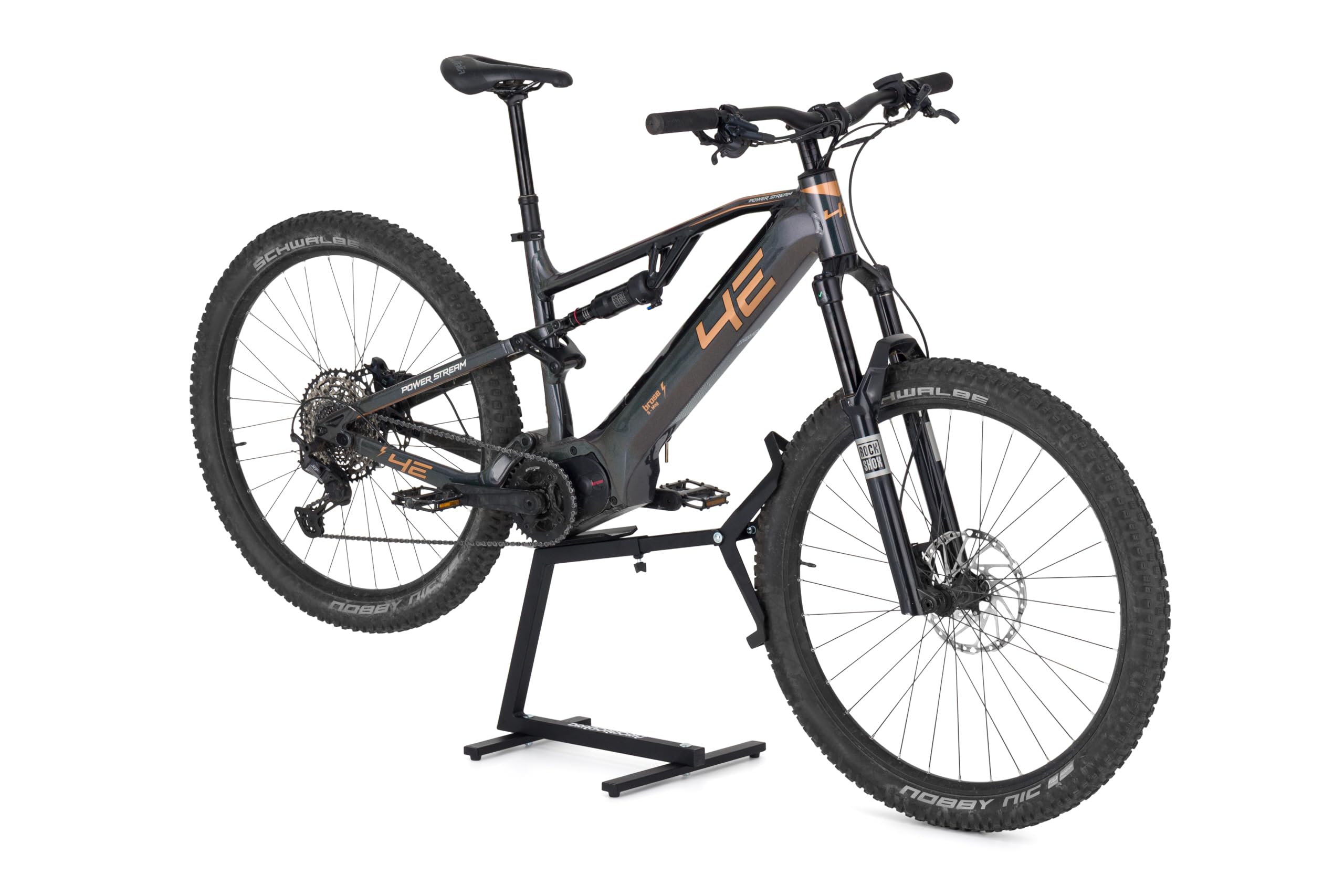 DRAGONWORKS MX Soporte Bicicleta Eléctrica - Soporte Bicicleta para MTB y E-Bike 27,5 - 29”, Rueda Trasera Giratoria para Mantenimiento y Limpieza, Capacidad 45 kg