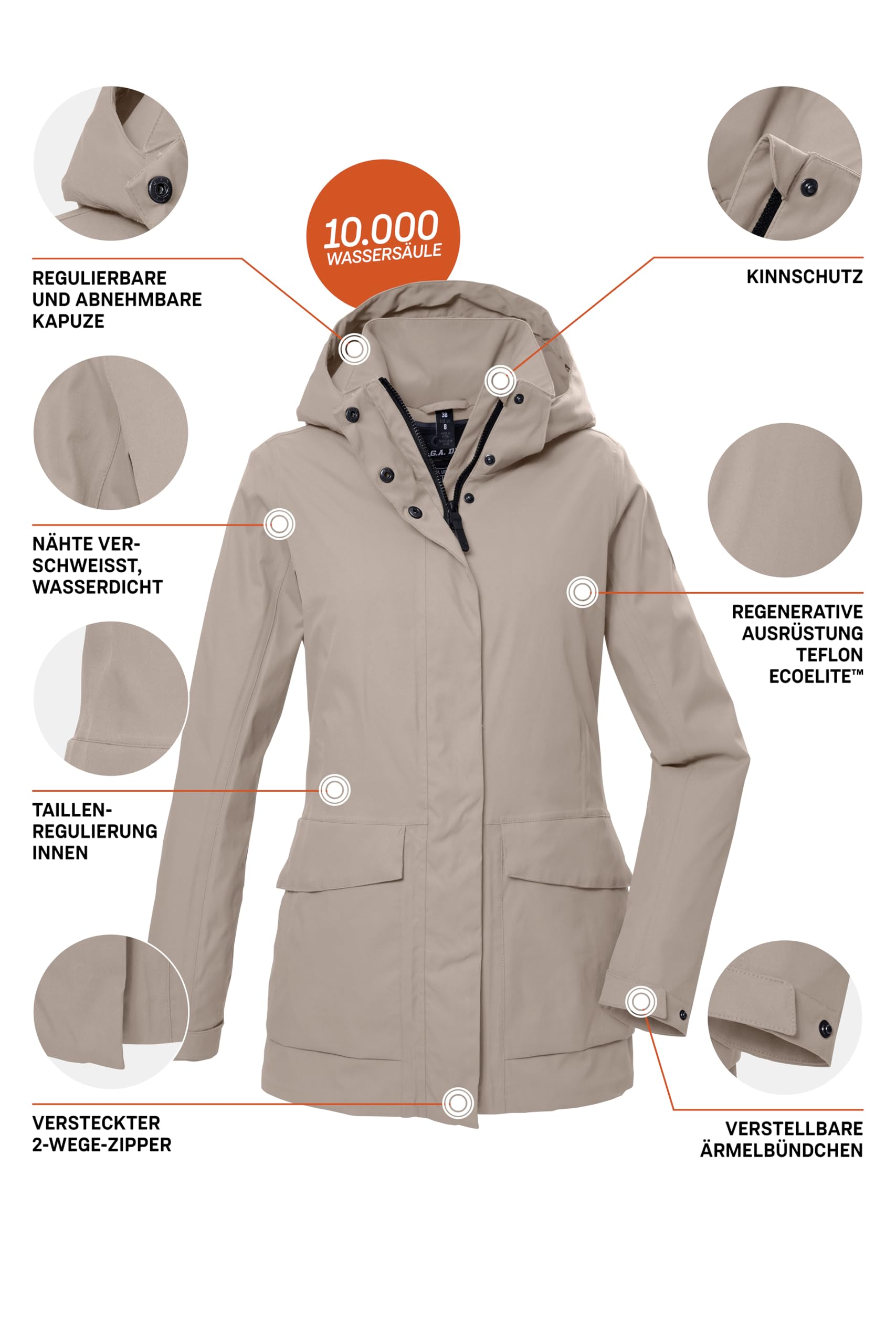 G.I.G.A. DX Gs 54 Wmn Jckt Chaqueta funcional/chaqueta outdoor impermeable con capucha con cremallera Mujer