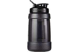 Half Gallon Water Bottle, Koda Large Water Jug, 74-Oz, Black, 2.2-Liter