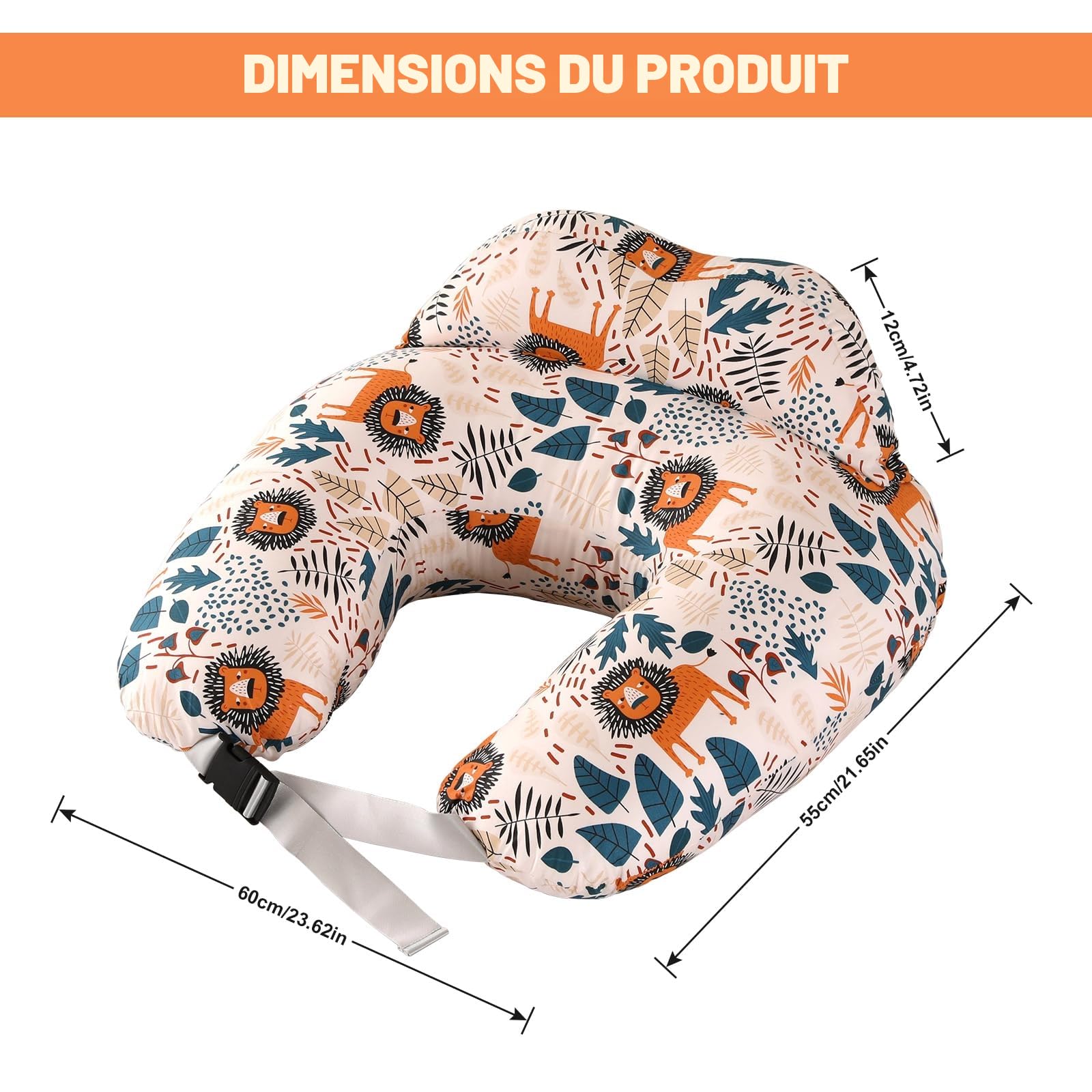 Coussin d'Allaitement pour Bébé : Coussin de Nourrissage Multifonctionnel, Coussin de Nourrissage de Grossesse, Coussin d'Allaitement Maternité en Forme de U, Soutien de Siège pour Bébé (Lion Cartoon)