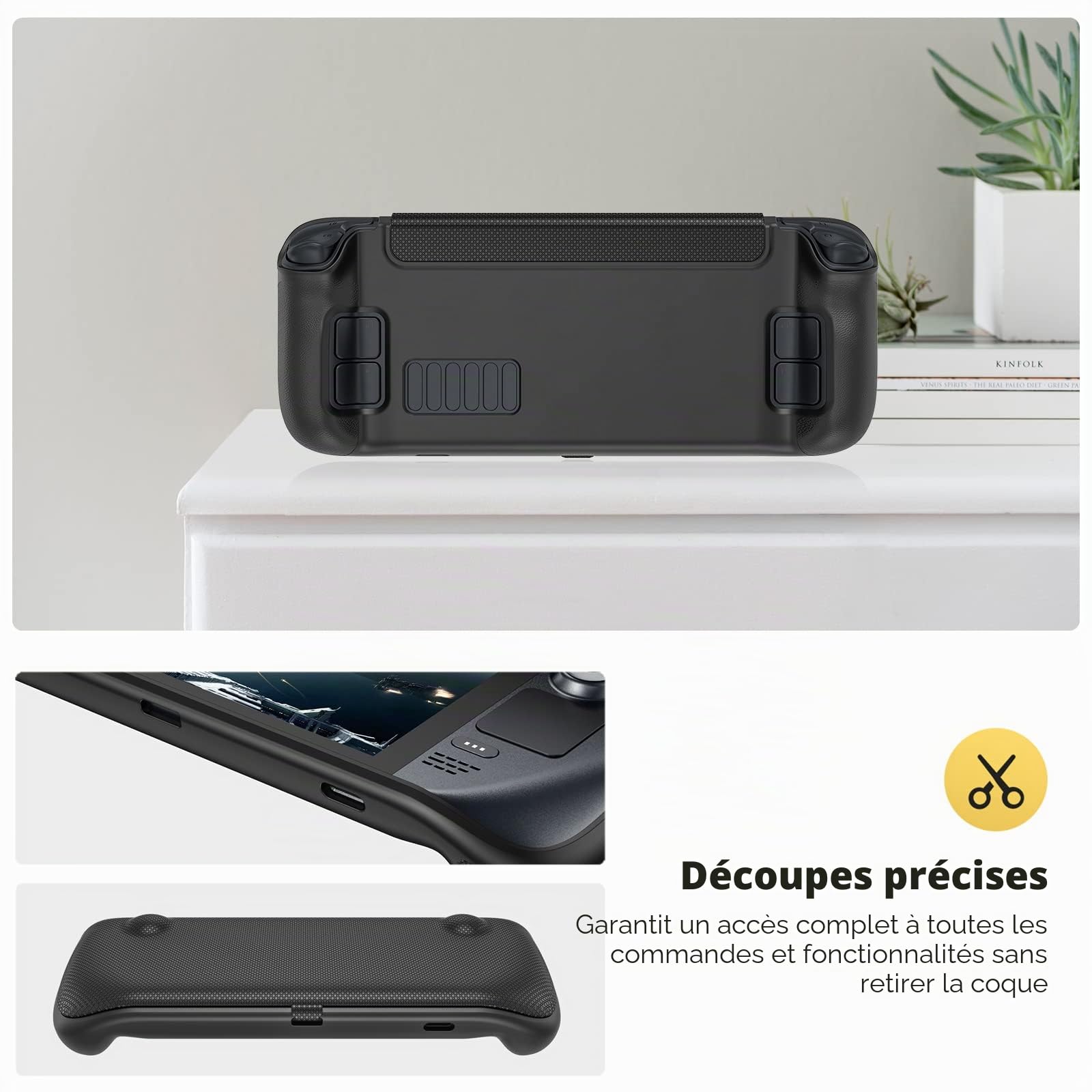 ProCase Étui pour Pont Steam, Flip Cover Compatible avec Valve de 7 Pouces Steam Deck Case Housse de Protection magnétique Amovible Avant Steam Deck Skin 2021 Accessoires -Noir