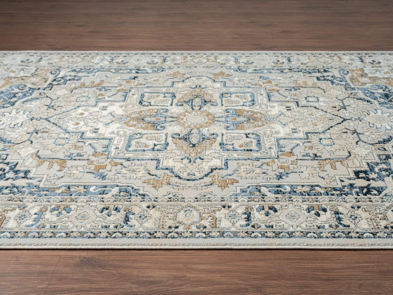 Abani Savoy Collection Area Rug - Blue and Green Vintage Design - 5'3"' x 7'6" - Easy to Clean - Durable for Kids and Pets - Non-Shedding - Medium Pile - Soft Feel - for Living Room, Bedroom & Office