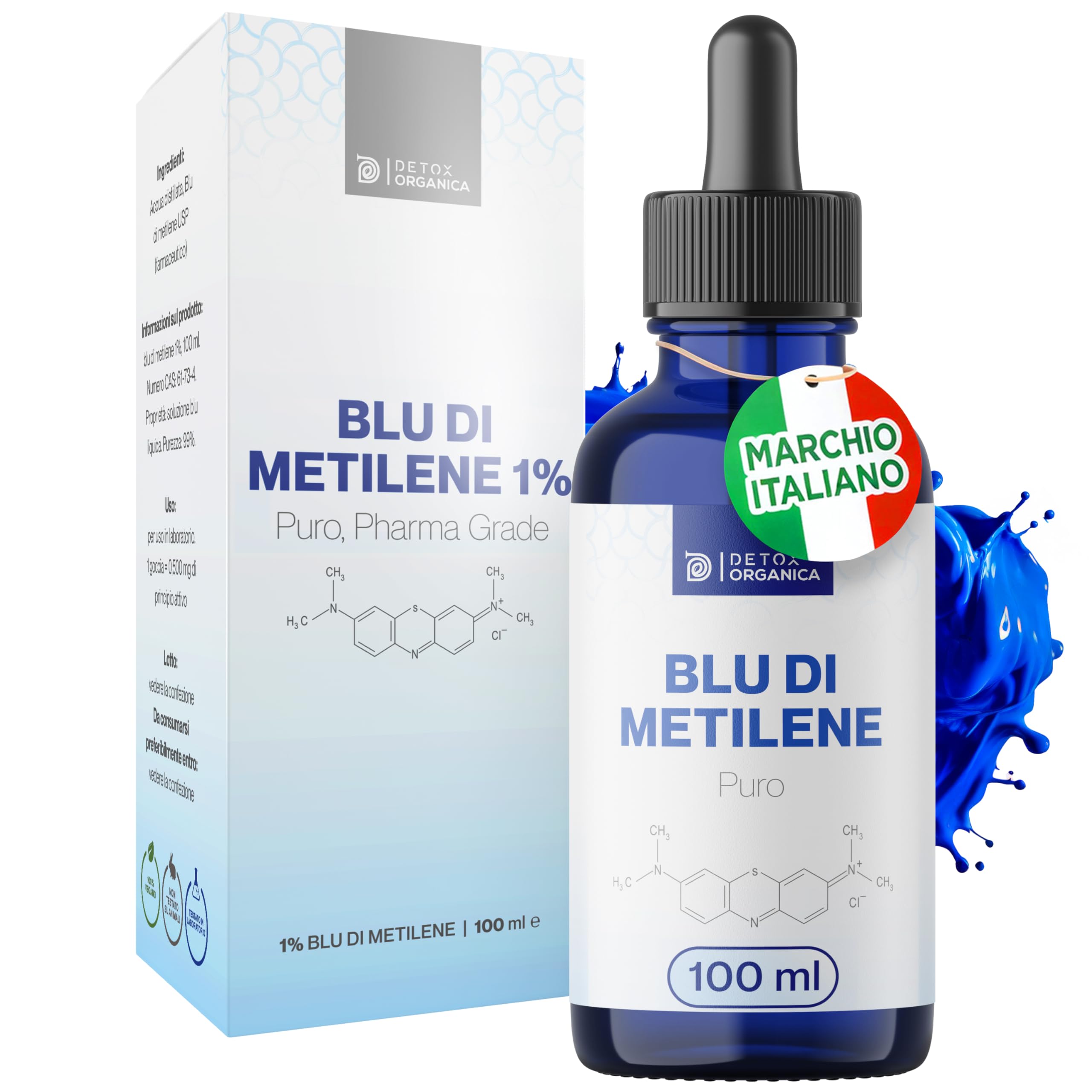 Methylene Blue 1% Soluzione 100 ml Detox Organica Alta Purezza