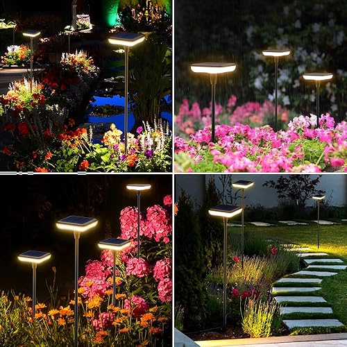 Miniatura 7 de Solar Lights Outdoor Garden 4 Pack Solar Pathway Light 31" Tall Solar Landscape Lights 34LM Bright Up to 12H IP65 Waterproof Auto OnOff for Walkway