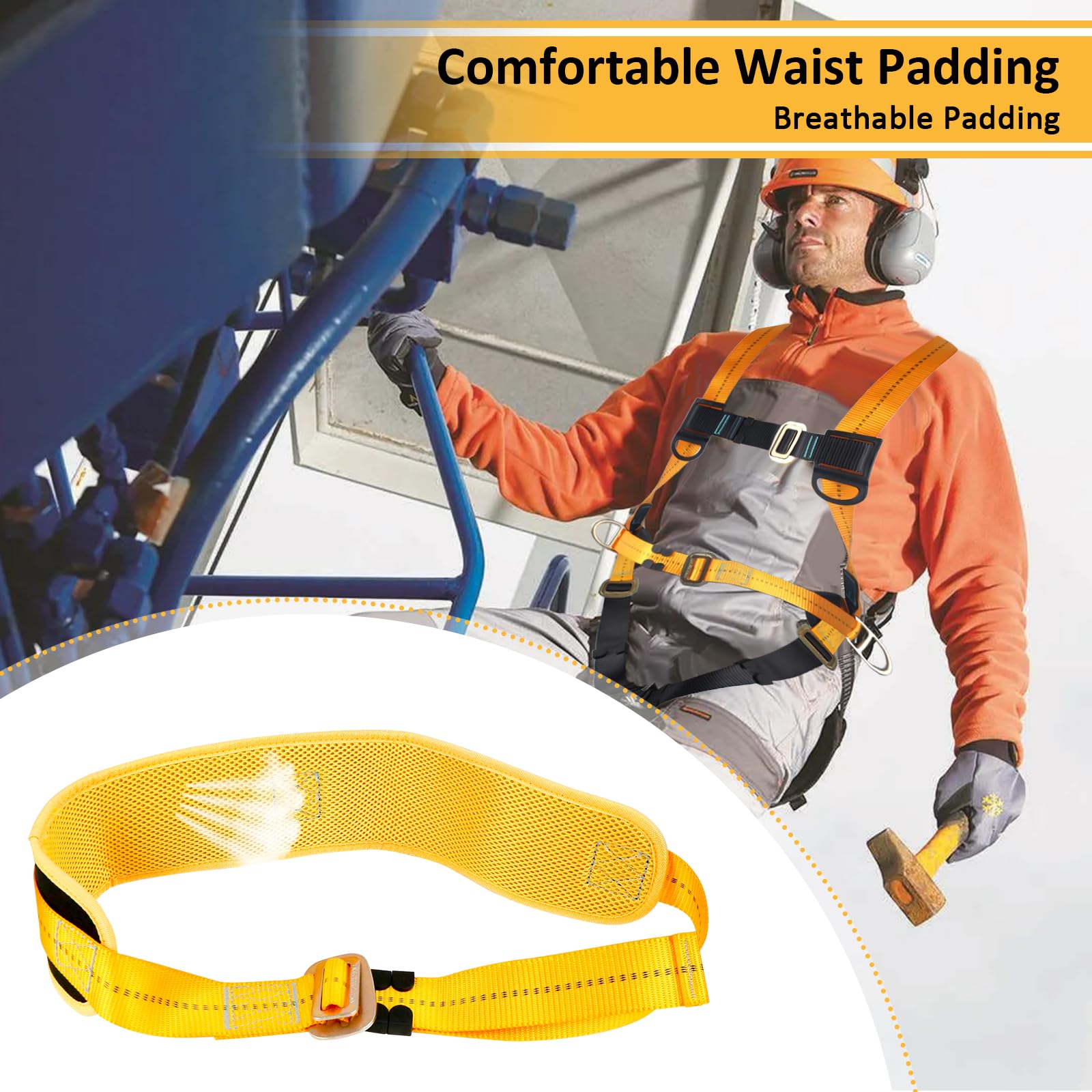 Imbracatura di sicurezza anticaduta con doppia fune e ganci, imbracatura corpo intero regolabile per uomo, edilizia, arrampicata, tetti, lavori esterni, carico max 100 kg, conforme EN 361/354/355