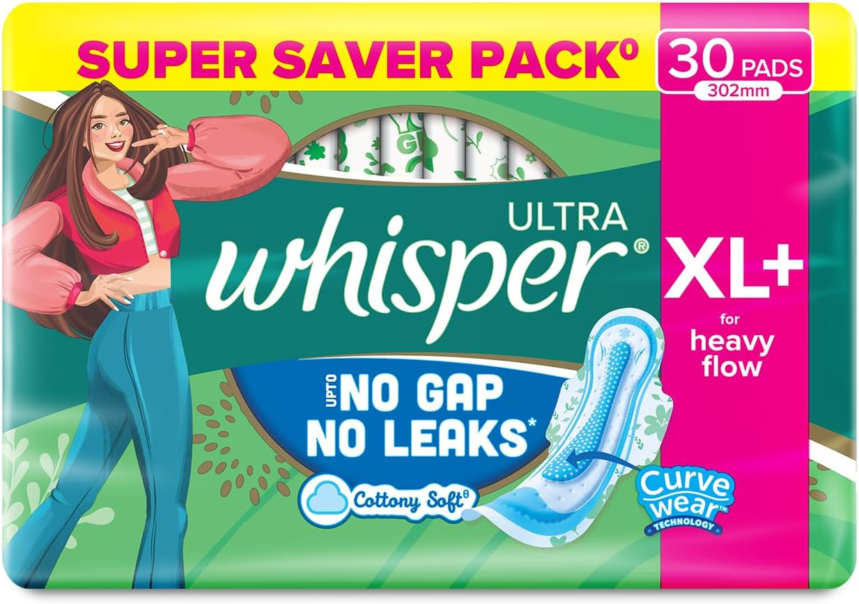 Ultra Clean Sanitary Pads for Women, XL+ 30 Napkins