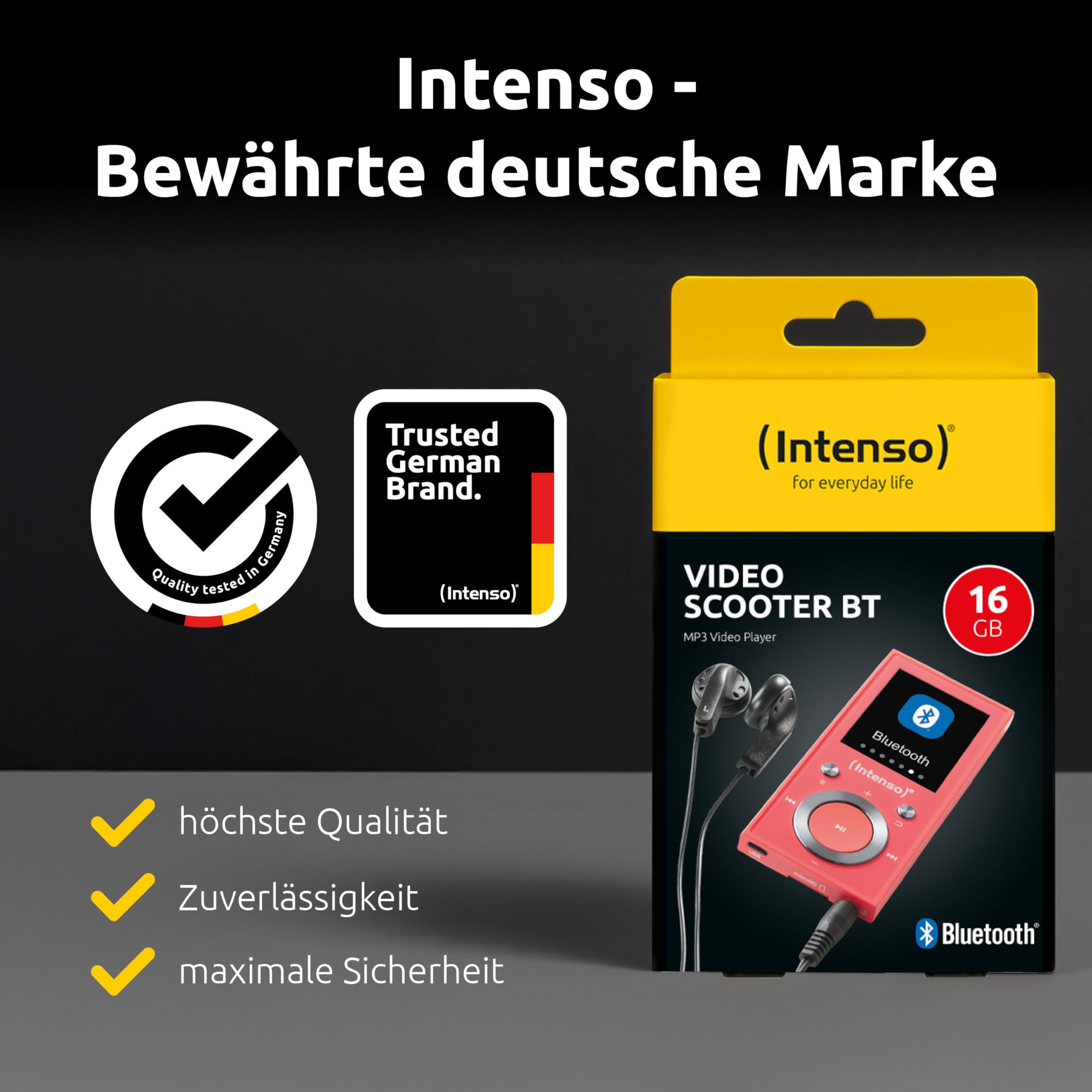 Intenso Odtwarzacz MP3 Skuter wideo 1,8 cala Bluetooth Różowy