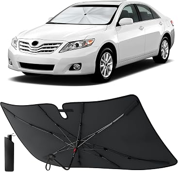 EcoNour Windshield Sunshade & Window Tint for Toyota Camry 2007 2008 2009 2010 2011 | Front Windshield Sun Shade UV Heat Blocker | Foldable Car Sun Visor Interior Cooling Accessories