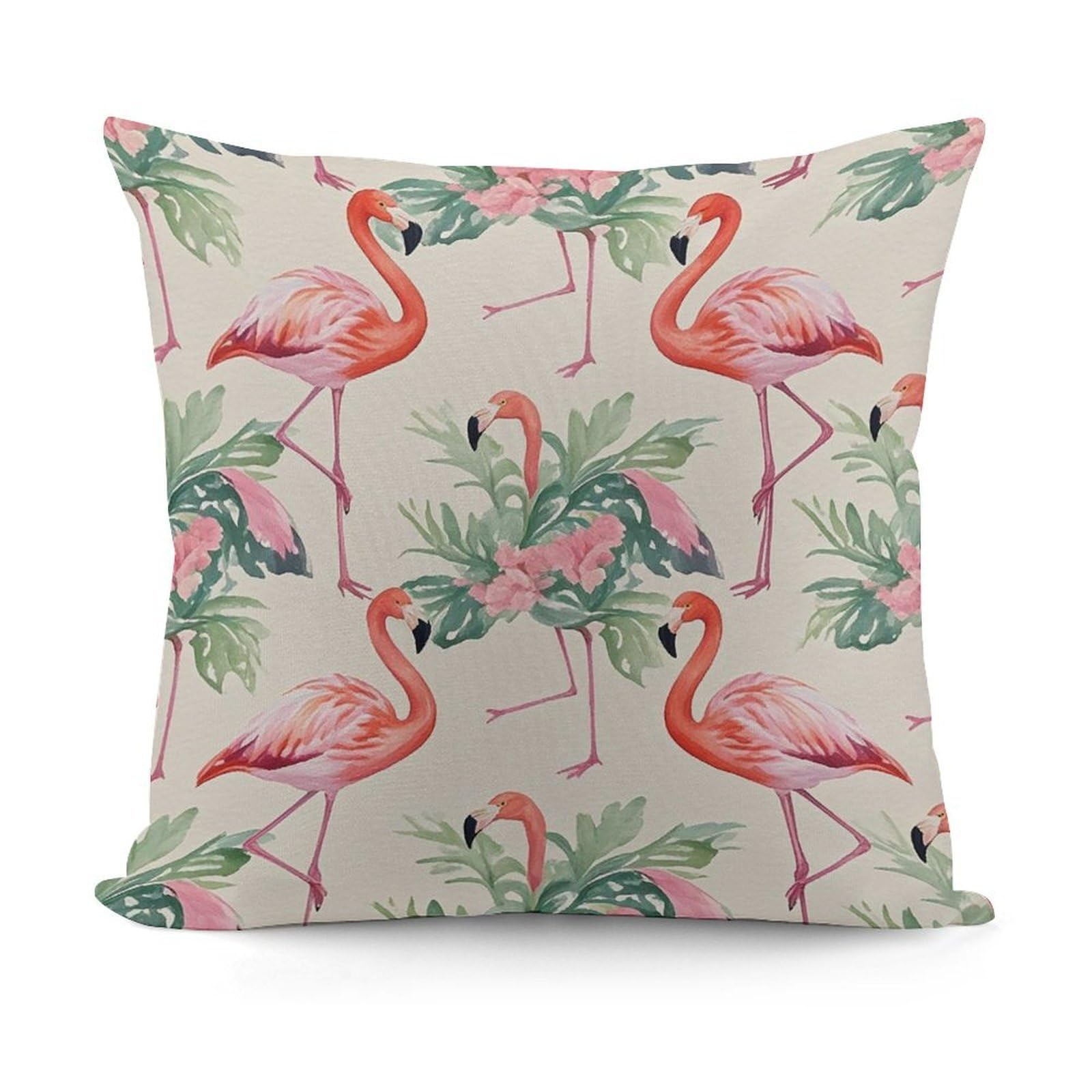 LZQPOEAS Watercolor Flamingo Throw Pillow Cover 18x18 in Breathable Square Pillow Case Cozy Soft Pillowcase Protector Fashion Modern Couch Cushion Case for Living Room Bed Sofa Decor