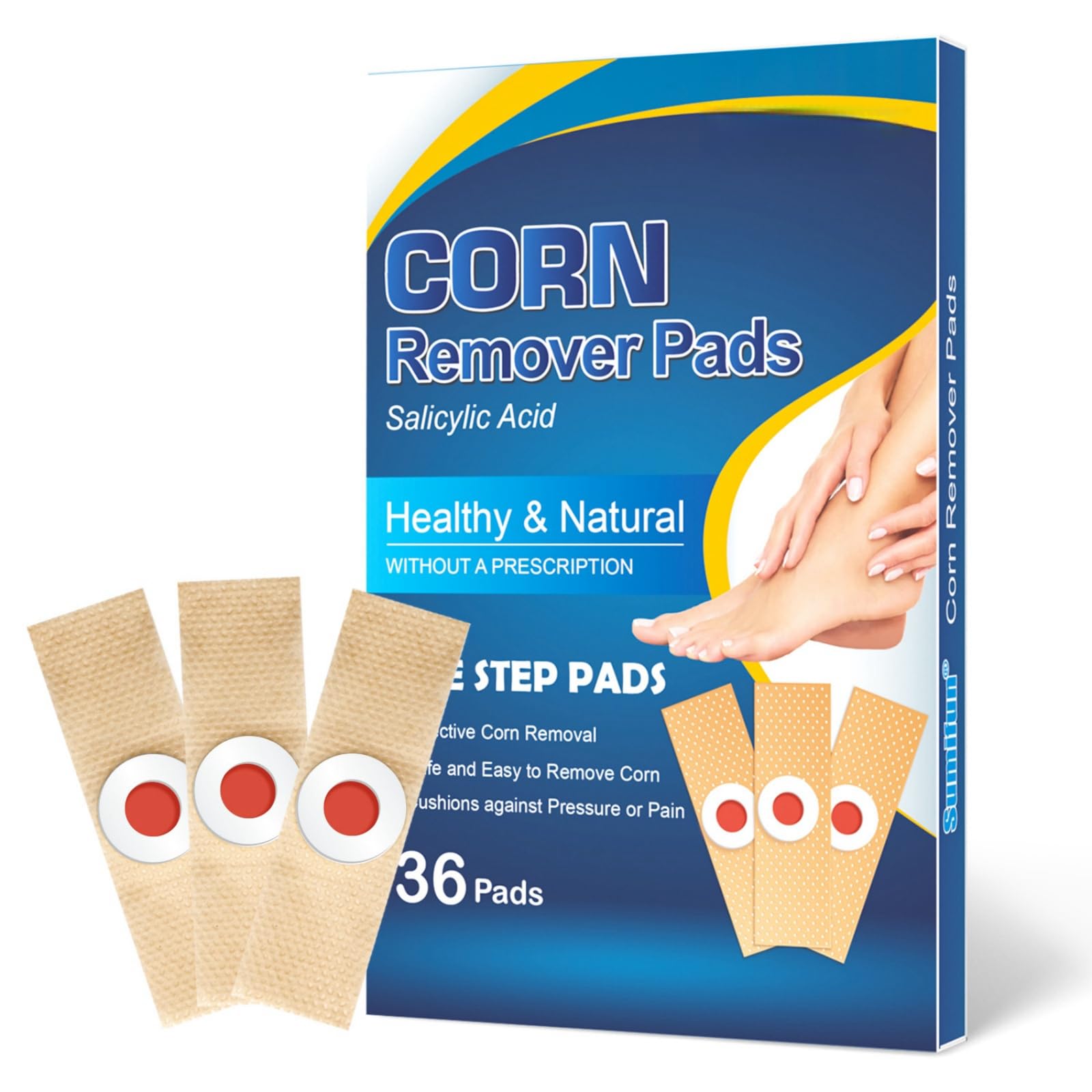 NOVOLAN Corn Remover Pads 36 Pack, Wart and Callus Treatment for Feet, Eliminate Corns and Plantar Warts with Effective Healing Patches, Comfortable Foot Care Solution for Smooth Skin, Callus Removal