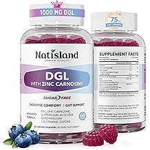 DGL & Zinc Carnosine Gummies, Daily Digestive Comfort Support, Deglycyrrhizinated Licorice Extract & Gentle Gut Blend, DGL Supplement, Sugar-Free, Non-GMO, 60 Count