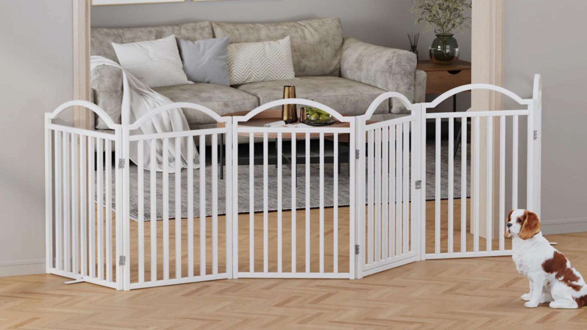 Amazon.com : BHG Metal No-Assembly Freestanding Dog Gate with Door