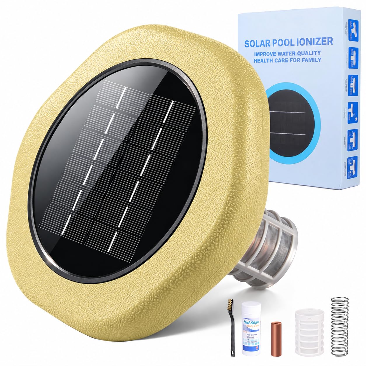Ioniseur Piscine Solaire Purificateur, Piscine à Energie Solaire Clarificateur, Flotteur Autonome, Idéal pour Les piscines Hors-Sol, Les piscines encastrées, Piscine Solaire pour Extérieure