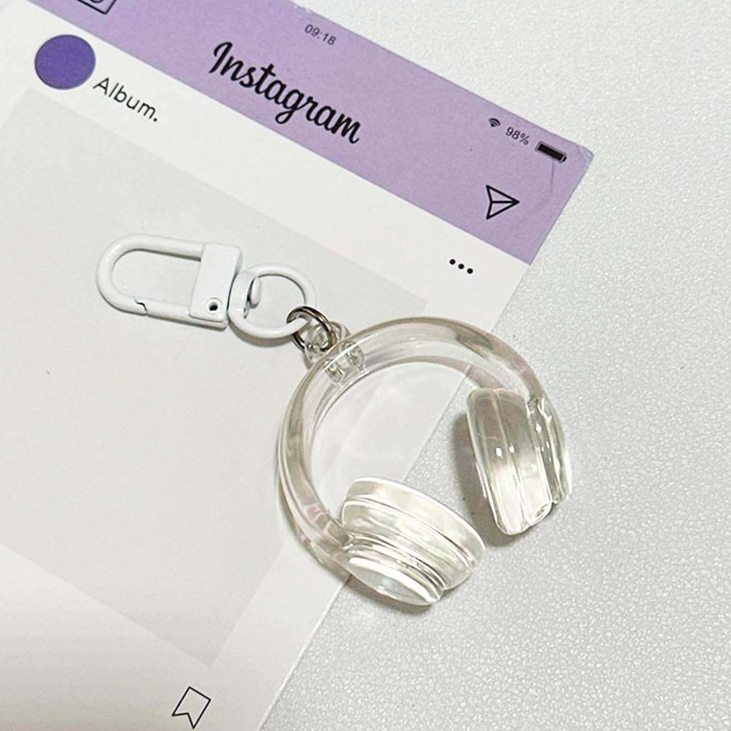 Mini Headphone Keychain Music Charm with Clip in Nine Colors image 3