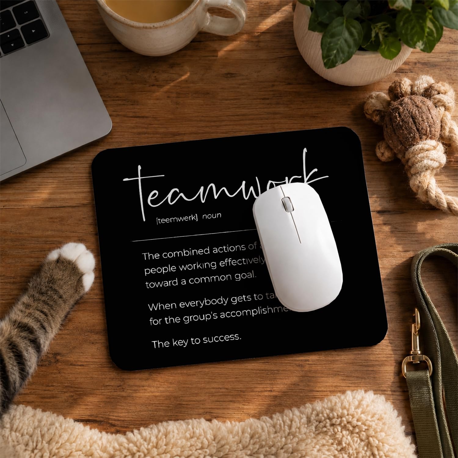 QIYUHOY Teamwork Definition Black Square Mouse Pad, 9.5x7.9 Inch image 4