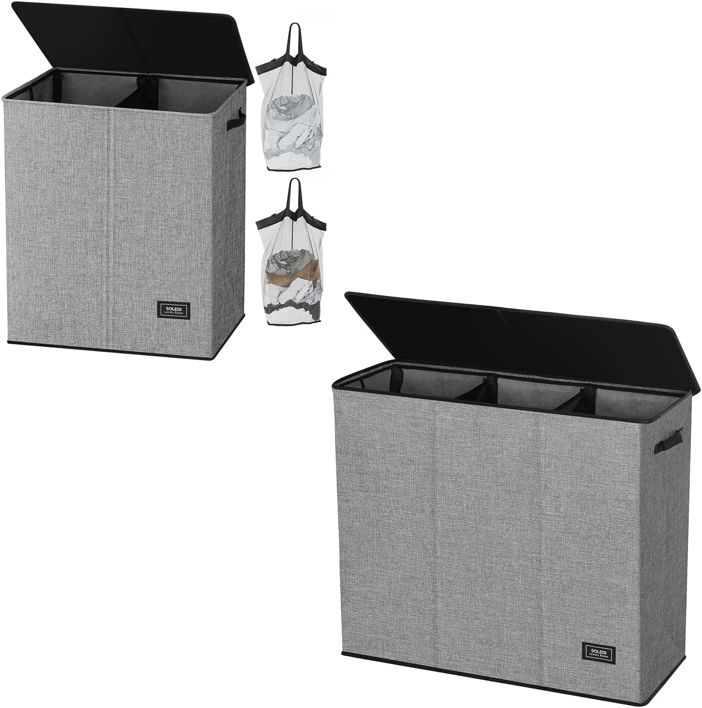 SOLEDI 145L Double Laundry Hamper and 180L Large Laundry