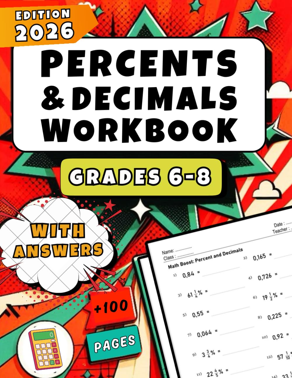Decimals & Percents Workbook Grades 6-8: Over 1000 Practice Problems with Full Answer Key