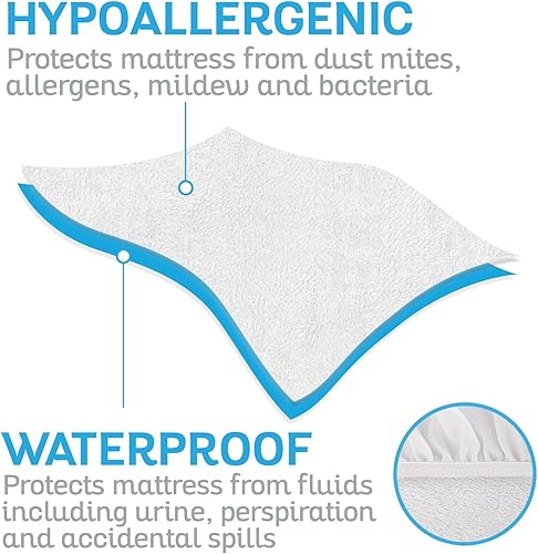 Miniatura 10 de Sures Protector de colchón impermeable, sábana de tamaño matrimonial, sábana bajera lavable a máquina, sin vinilo, para niños, adultos y ancianos