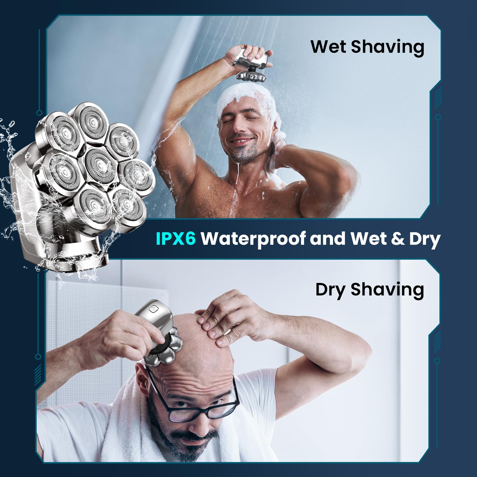 Phisco Gunmetal Electric Head Shaver for Bald Men, Type-C Fast Charging