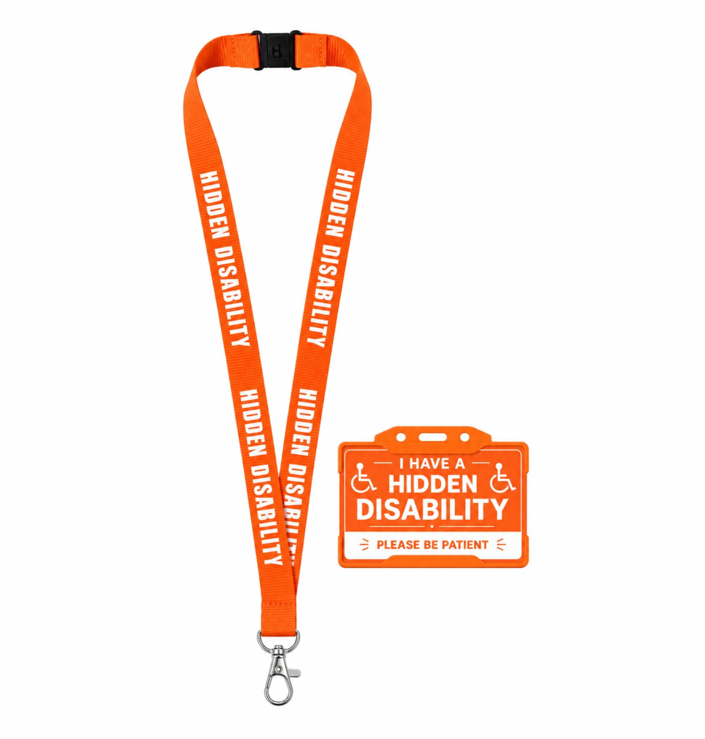 Hidden Disability Lanyard with Matching ID Card and Holder (Orange)
