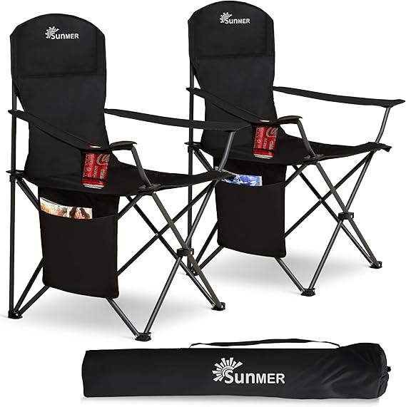 SUNMER Set of 2 Folding Camping Chairs, ExtraWide Lightweight Outdoor