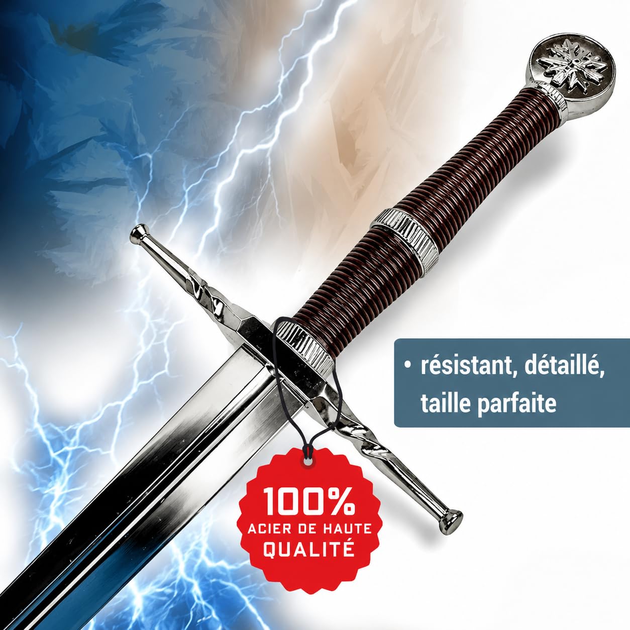 Swords and more Witcher - Geralt of Rivia Épée en Acier Ouvre-Lettre avec Support Épée Miniature Cadeau de Jeu vidéo pour Les Fans de Joueurs et Les collectionneurs