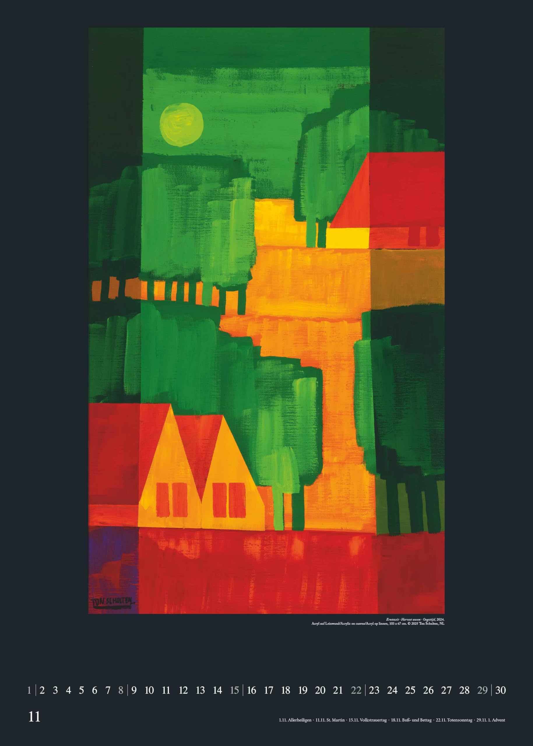 DUMONT - Ton Schulten 2026 – Kunst-Poster-Kalender 50 x 70 cm, Wandkalender mit farbenstarken Landschaftsmosaiken für Kunstliebhaber